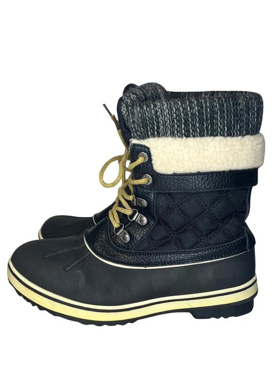 Cozy Winter Boots Faux Fur Lined Black 8.5 Women main image 7